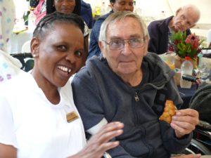 Martha Mabuyela and resident Gerrie Snyman enjoy the festivities
